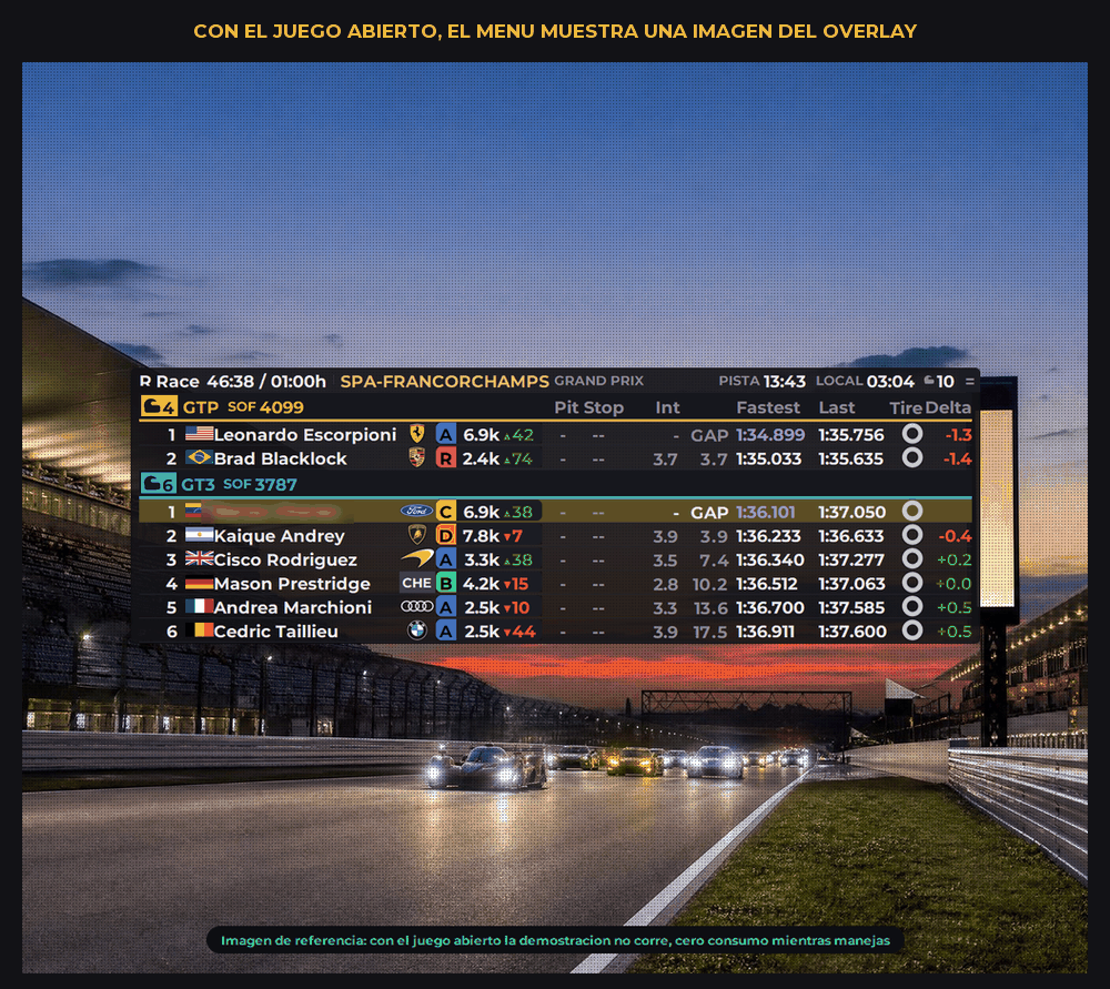 El menu con el juego abierto