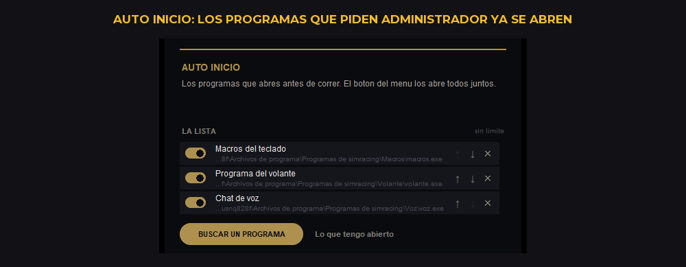 La ventana del Auto Inicio
