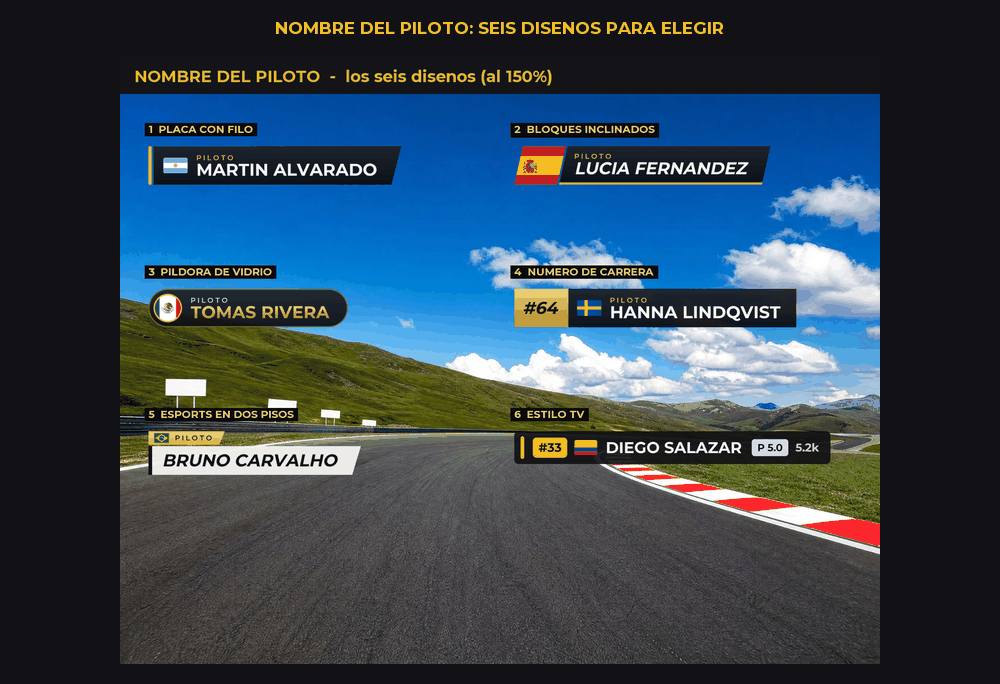 Los seis disenos del Nombre del Piloto
