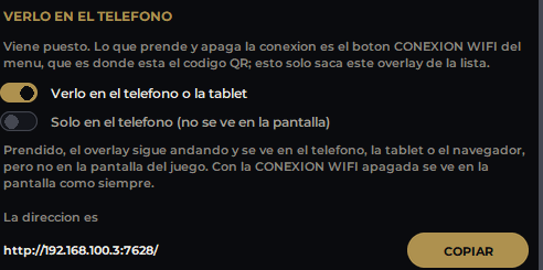 Solo en el telefono y el boton Copiar
